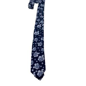 Skinny Tie Madness - Men’s Floral‎ Tie Blue White SKM828